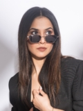 Women Black Lens Rectangle Sunglasses with UV Protected Lens